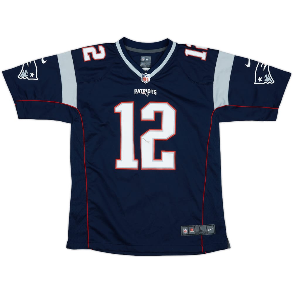 2012-19 New England Patriots Brady #12 Nike Game Home Jersey - 6/10 - (L.Boys)