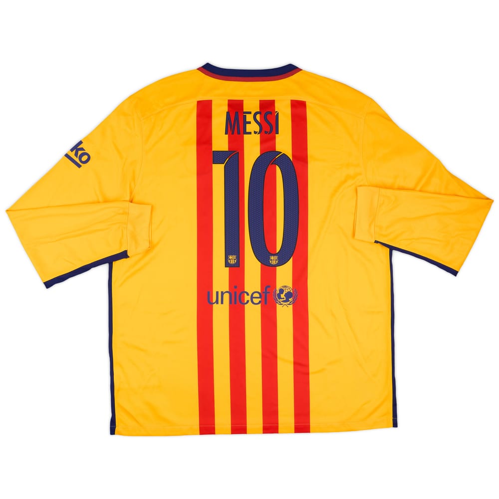2015-16 Barcelona Away L/S Shirt Messi #10 (XXL)