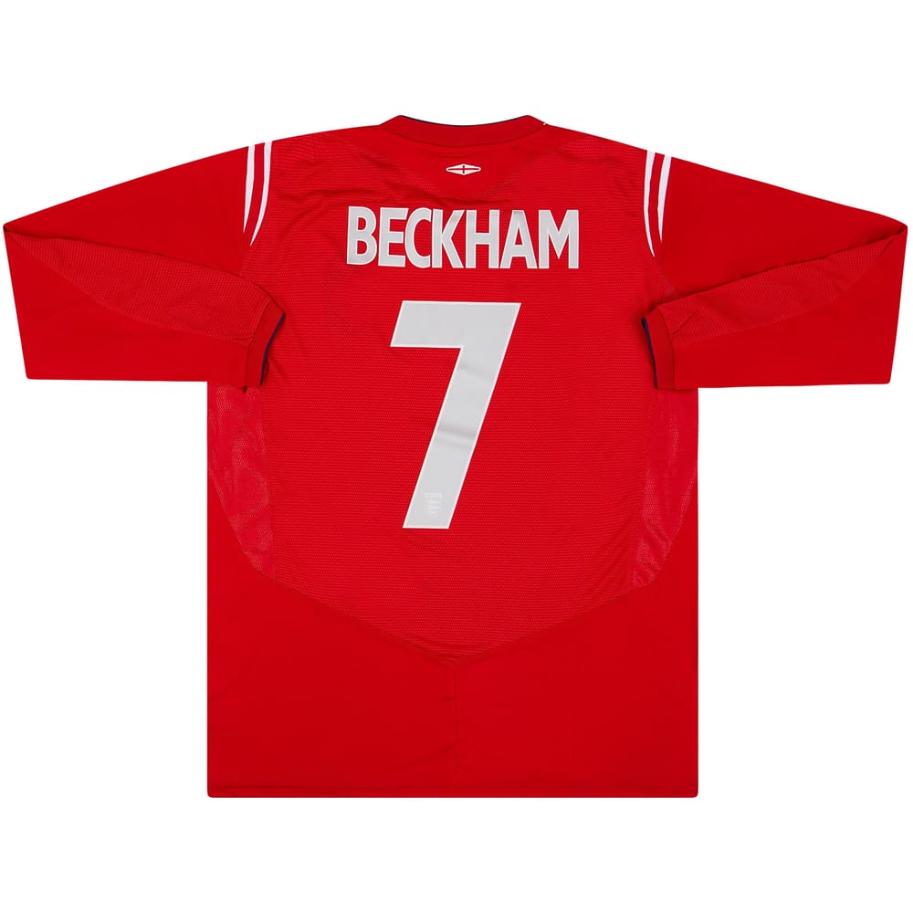 2004-06 England Away L/S Shirt Beckham #7 XL