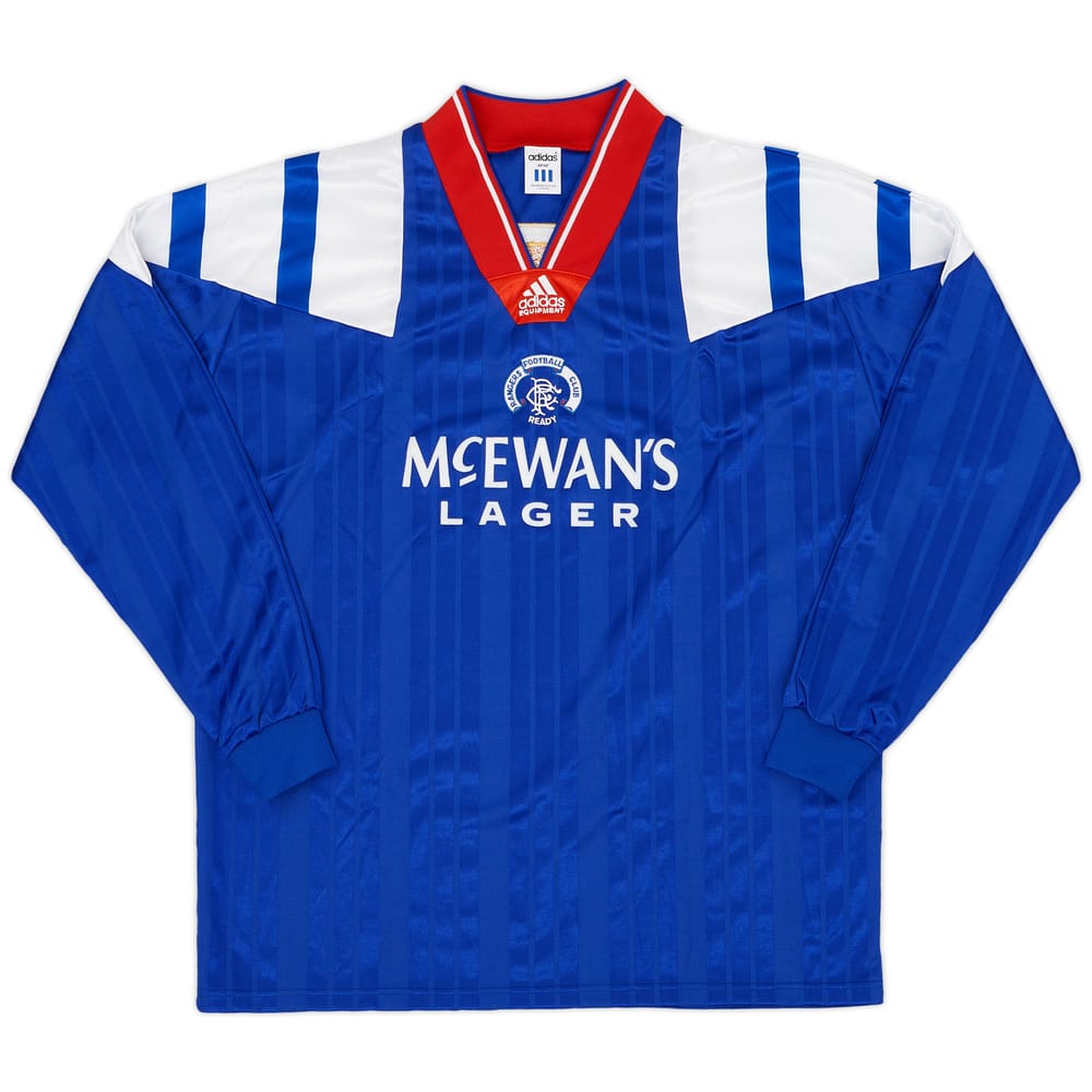 1992-94 Rangers Player Issue Home L/S Shirt - 9/10 - (L/XL)
