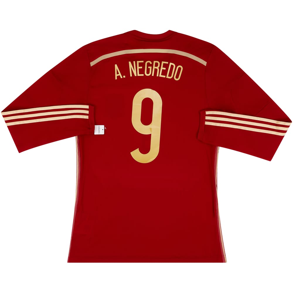 2013-15 Spain Player Issue Home L/S Shirt A.Negredo #9 (L)