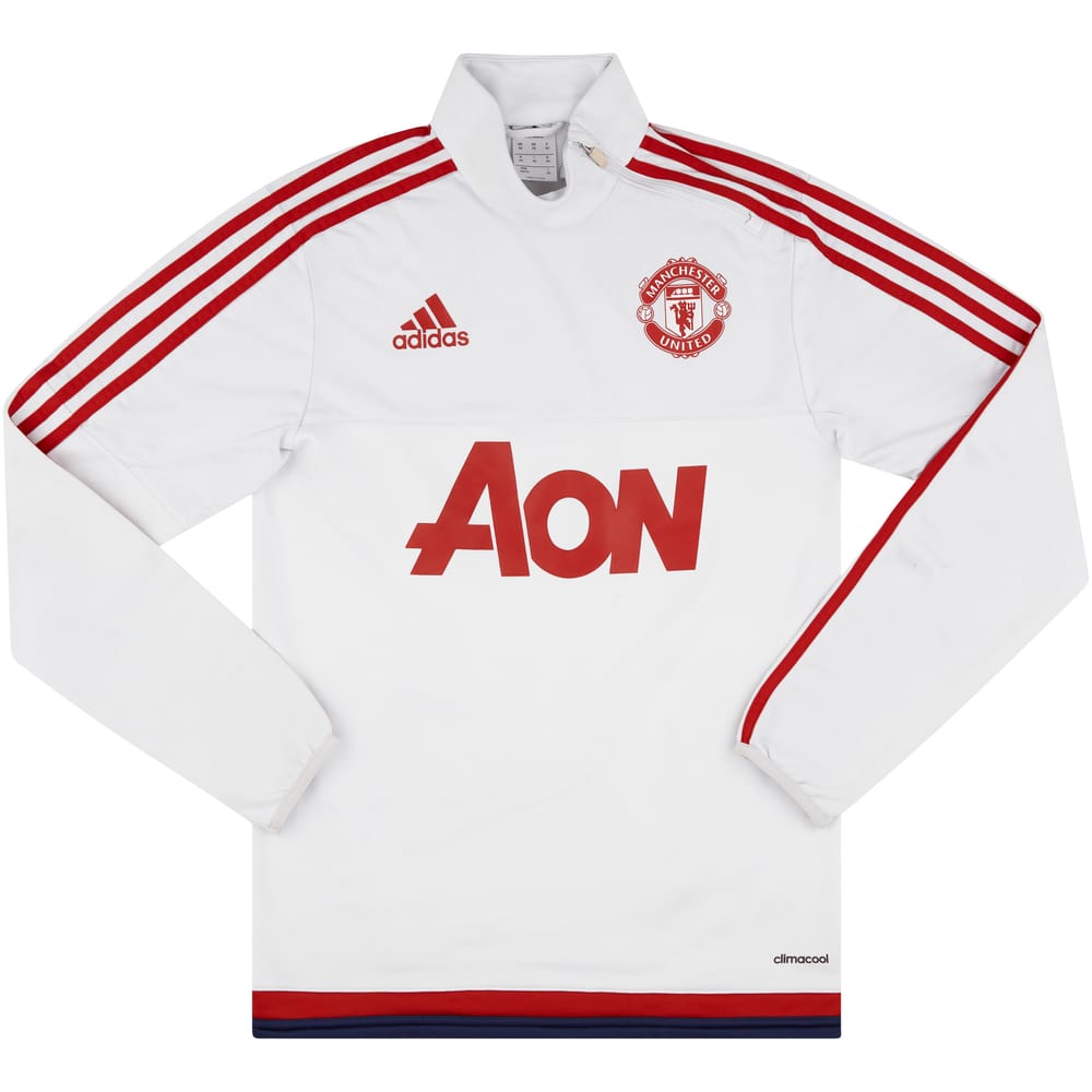 2015-16 Manchester United adidas 1/4 Zip Sweat Top - 9/10 - (XS)