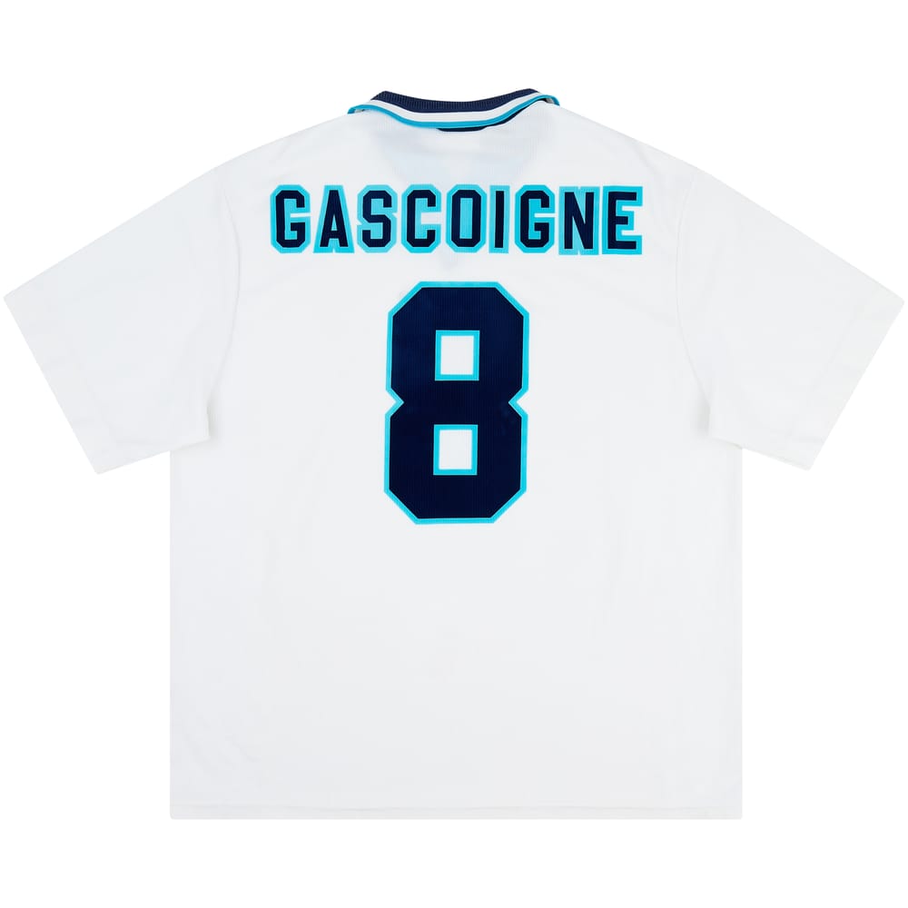 1995-97 England Home Shirt Gascoigne #8 - 8/10 - (XXL)