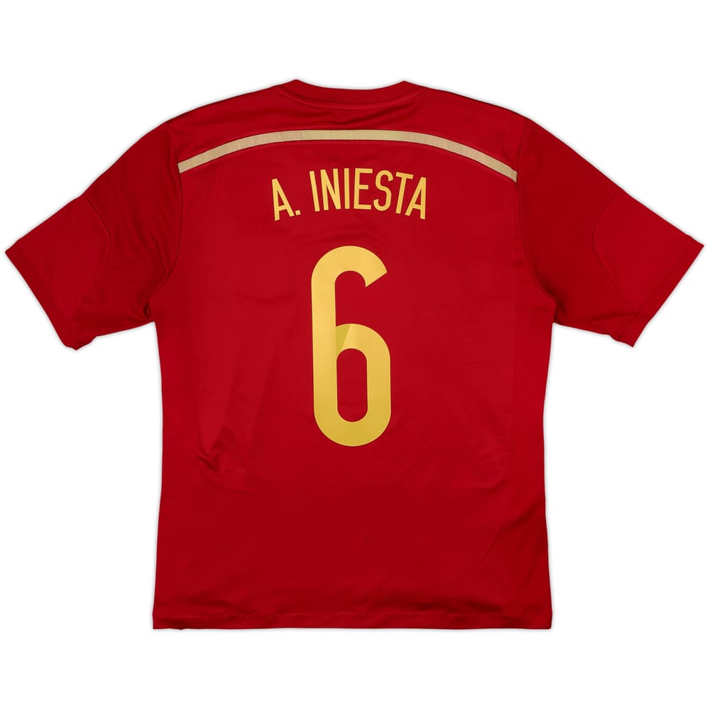 2013-15 Spain Home Shirt A.Iniesta #6 - 8/10 - (M)