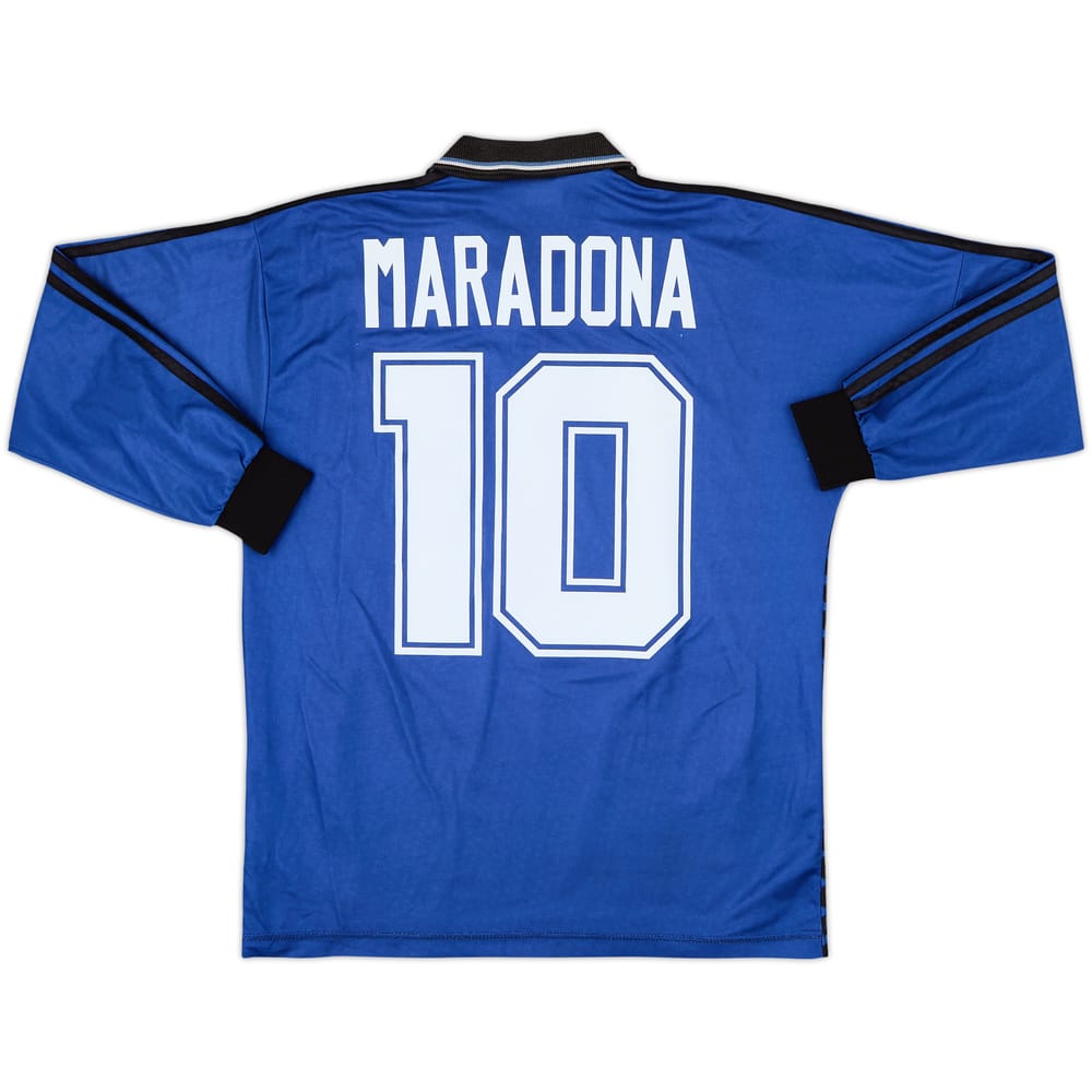 1994-97 Argentina Away L/S Shirt Maradona #10 - 8/10 - (M)