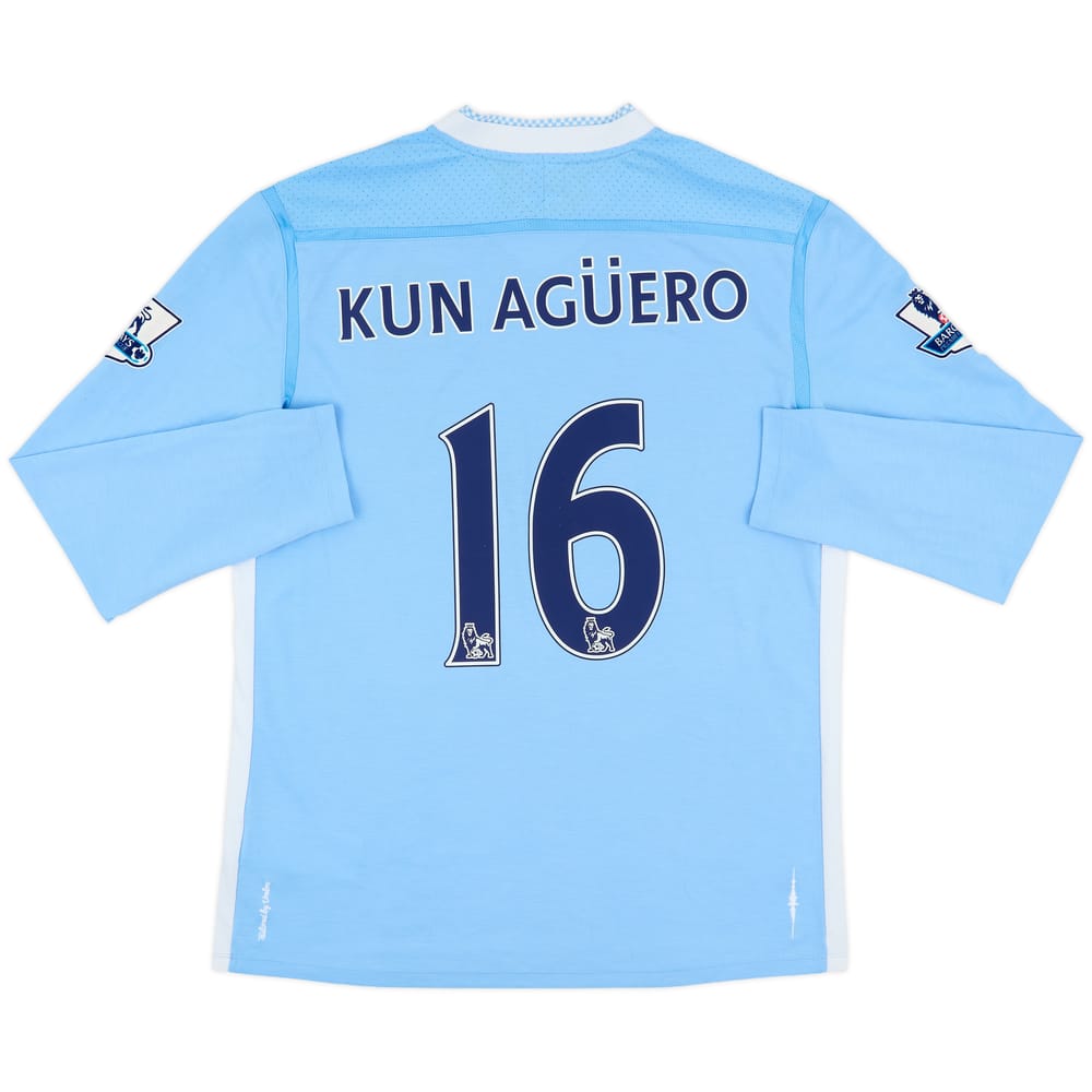 2011-12 Manchester City Home L/S Shirt Kun Aguero #16 - 6/10 - (L)
