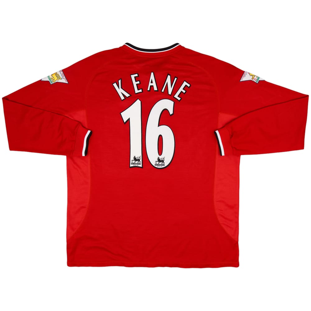 2000-02 Manchester United Home L/S Shirt Keane #16 - 9/10 - (XXL)