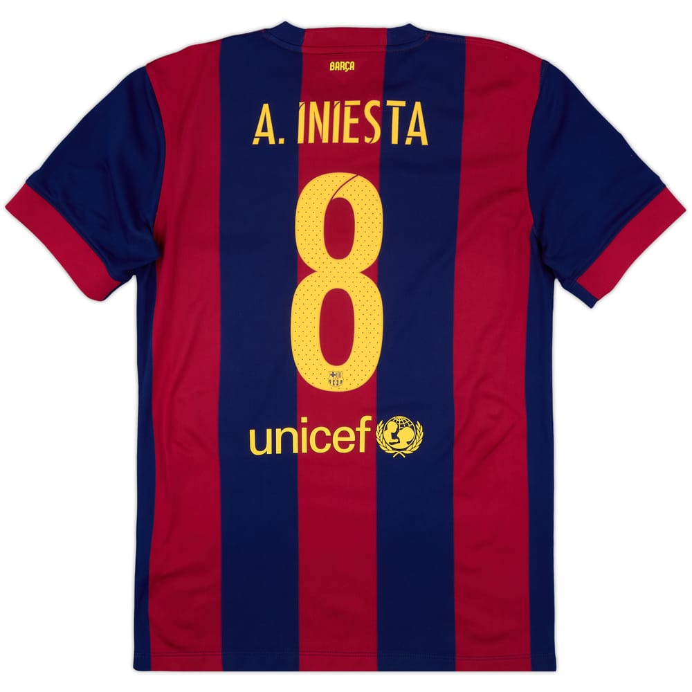 2014-15 Barcelona Home Shirt A.Iniesta #8 - 9/10 - (M)