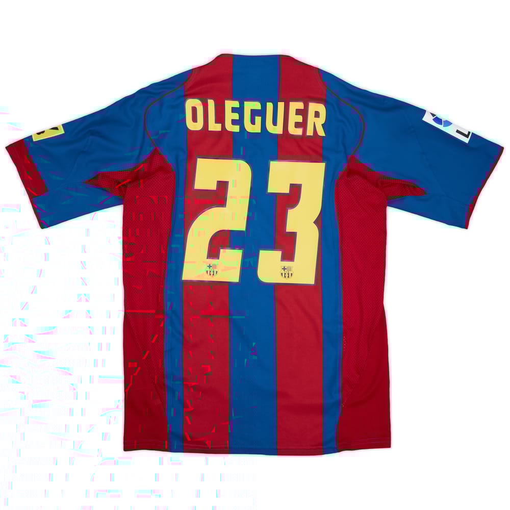 2004-05 Barcelona Match Worn Home Shirt Oleguer #23