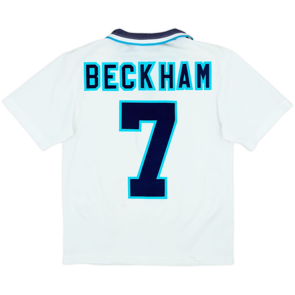 1995-97 England Home Shirt Beckham #7 - 6/10 - (Y)