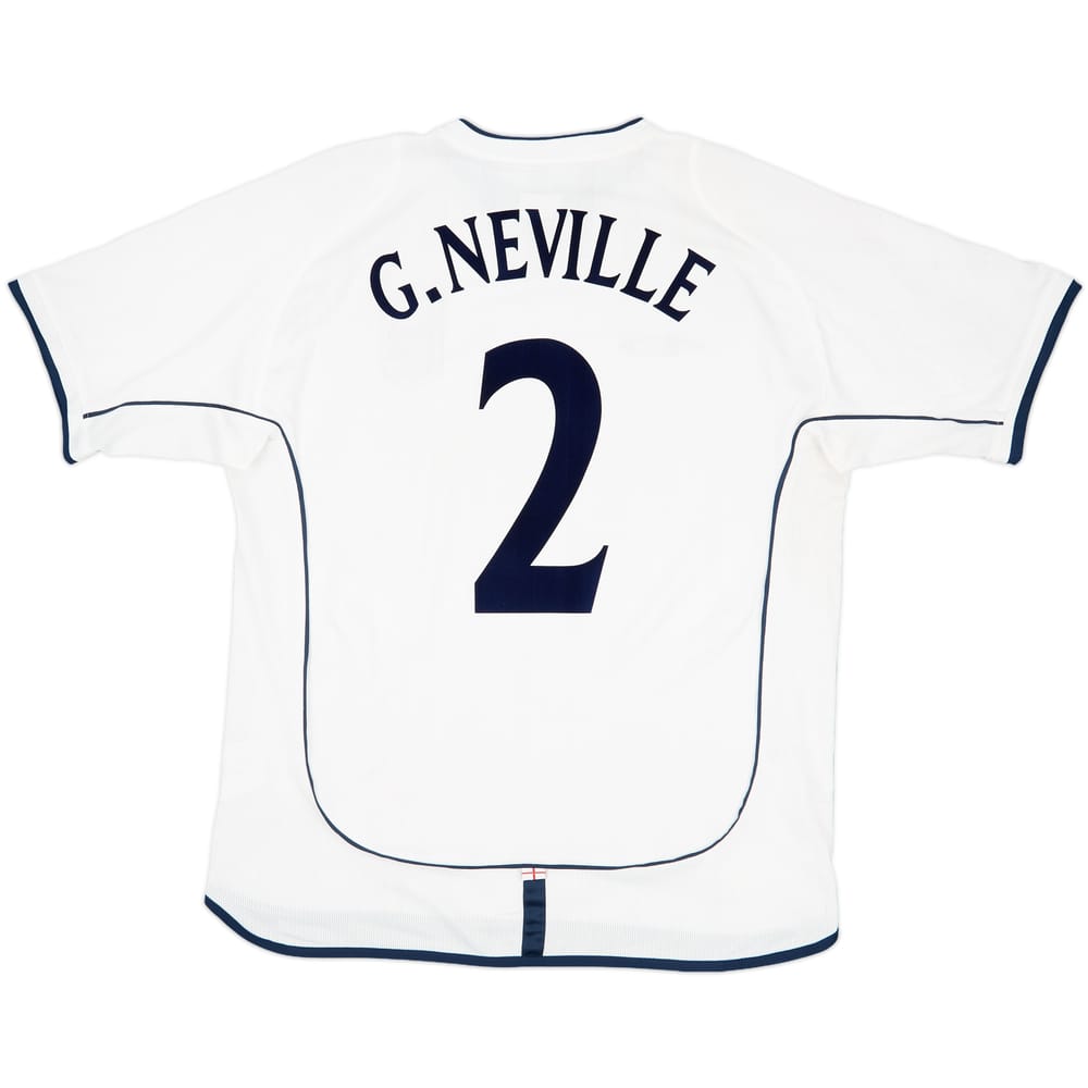 2001-03 England Home Shirt G.Neville #2 - 7/10 - (L)