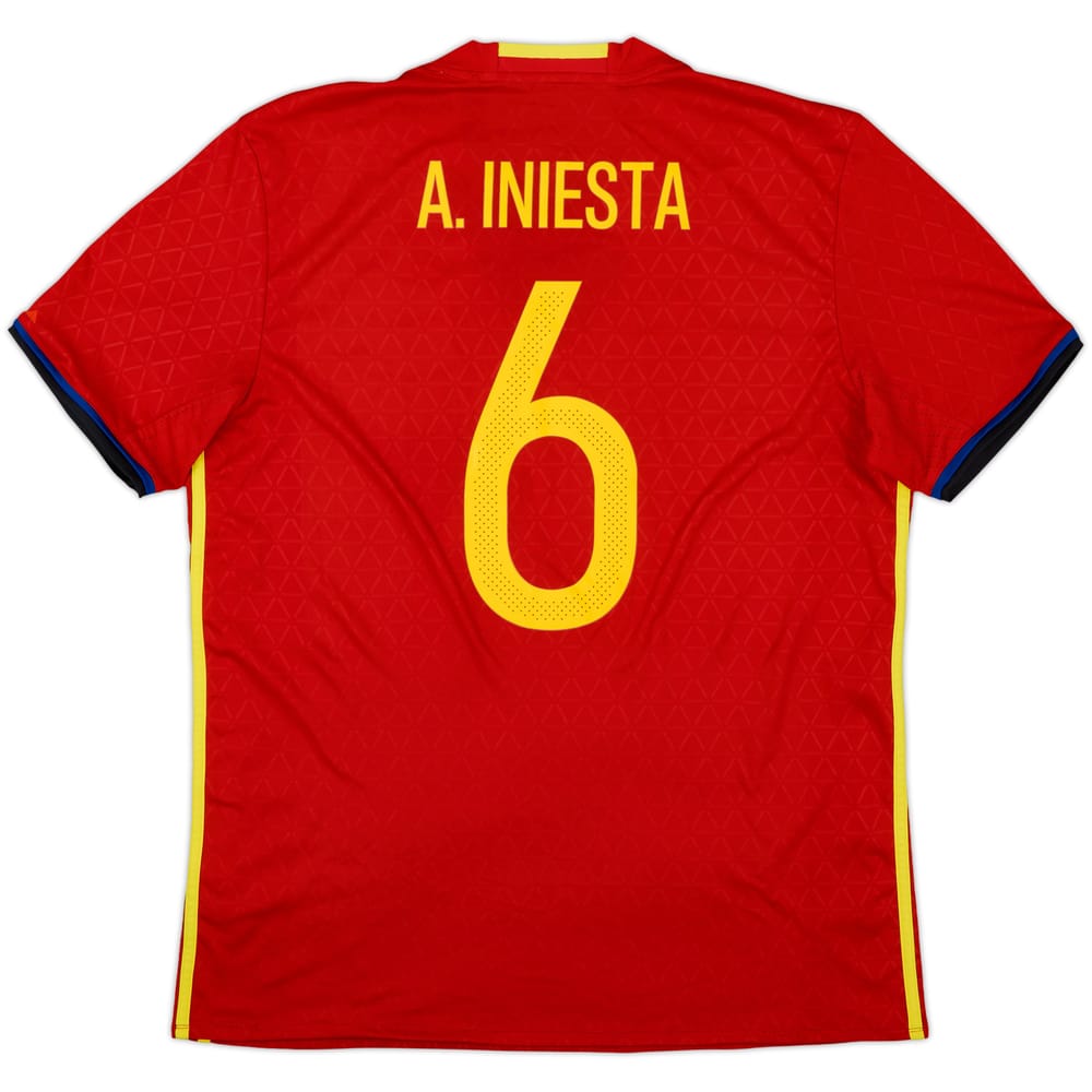 2016-17 Spain Home Shirt A. Iniesta #6 - 8/10 - (L)