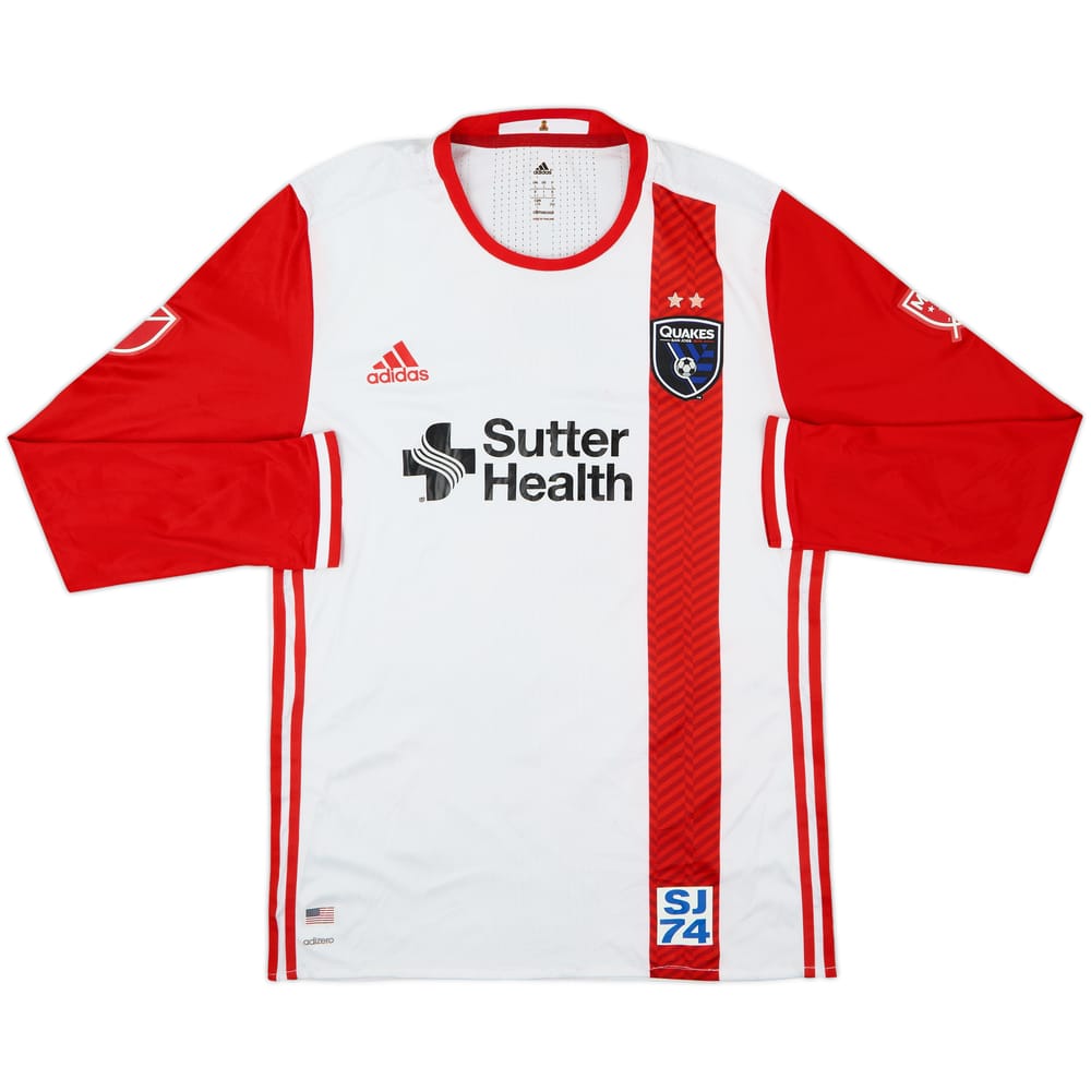 Camiseta auténtica de manga larga de visitante del San Jose Earthquakes 2016-17 - 6/10 - (L)