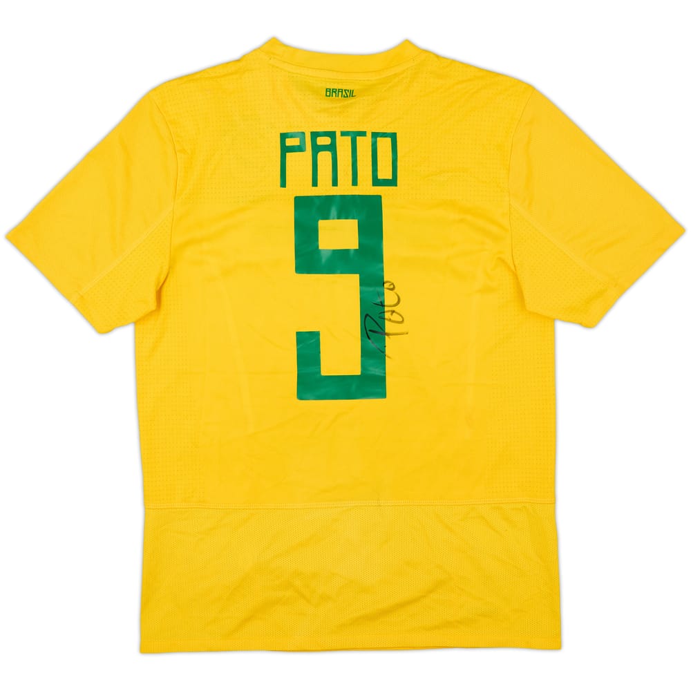 2011 Brazil Signed Home Shirt Pato #9 - 8/10 - (M)