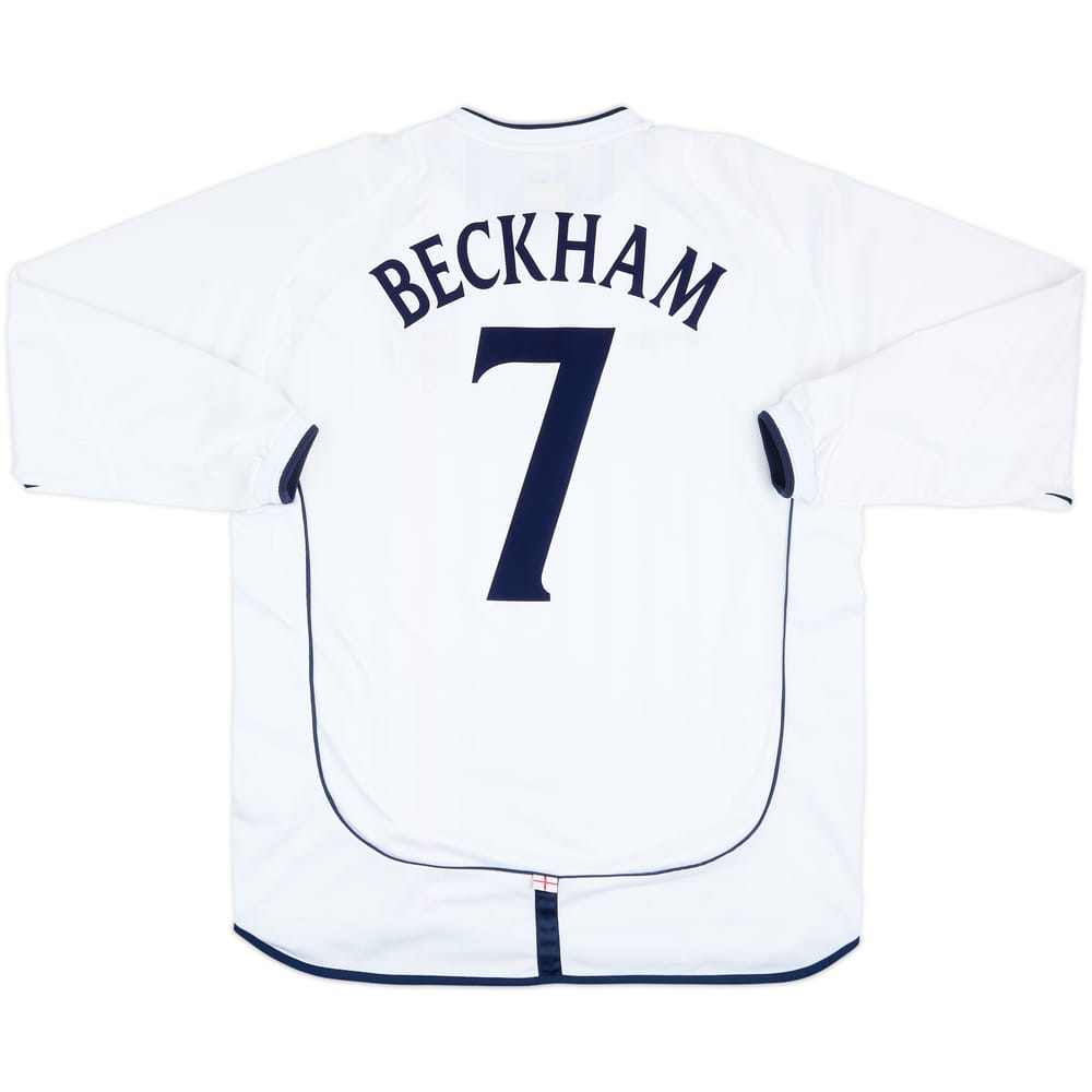 2001-03 England Home L/S Shirt Beckham #7 - 7/10 - (XL)