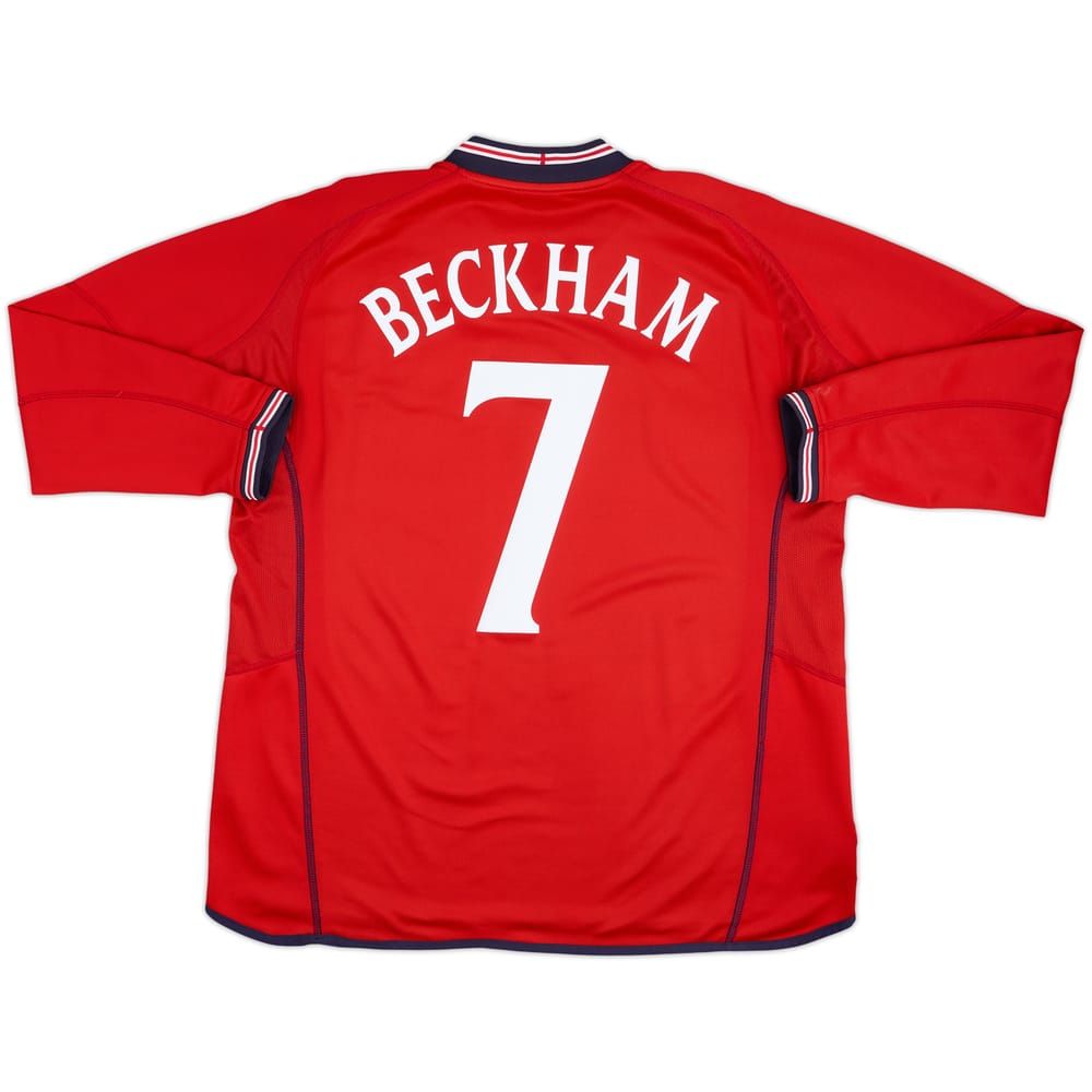 Camiseta de manga larga de visitante de England 2002-04 Beckham #7 - 10/10 - (XXL)