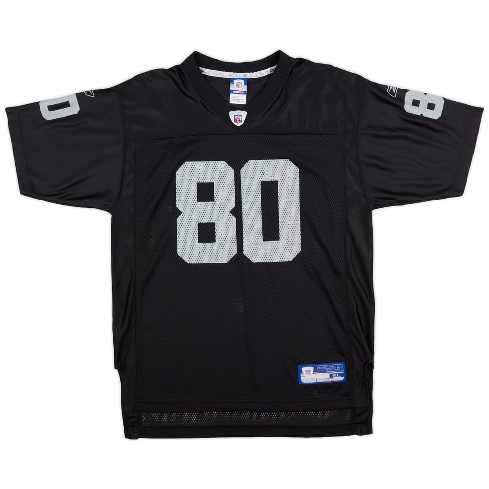 2002-04 Oakland Raiders Rice #80 Reebok On Field Home Jersey (Very Good) XL.Kids