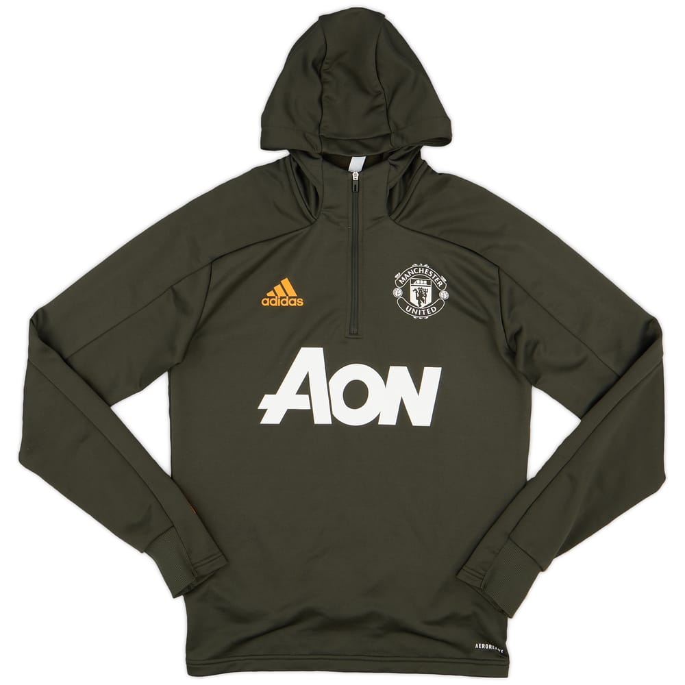 2020-21 Manchester United adidas 1/4 Zip Hooded Top - 9/10 - (S)