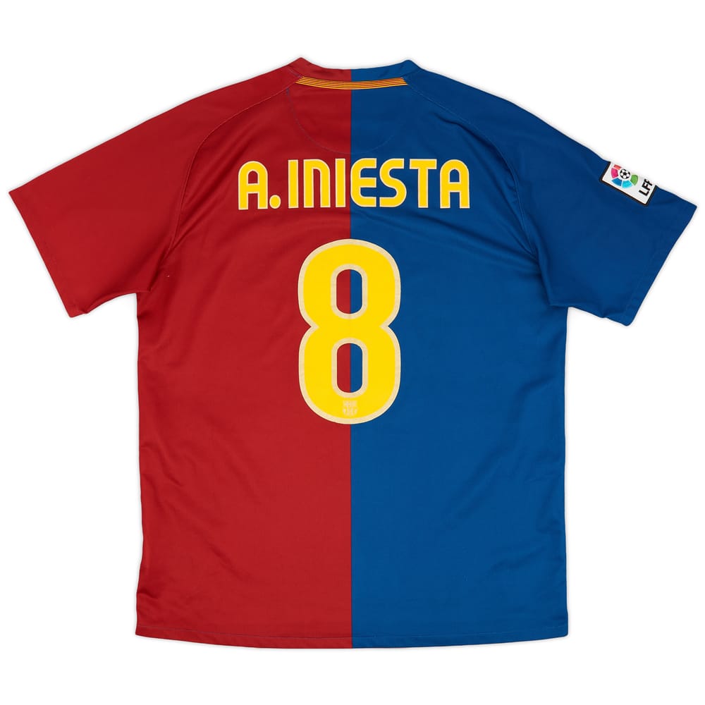 2008-09 Barcelona Home Shirt A. Iniesta #8 - 9/10 - (L)