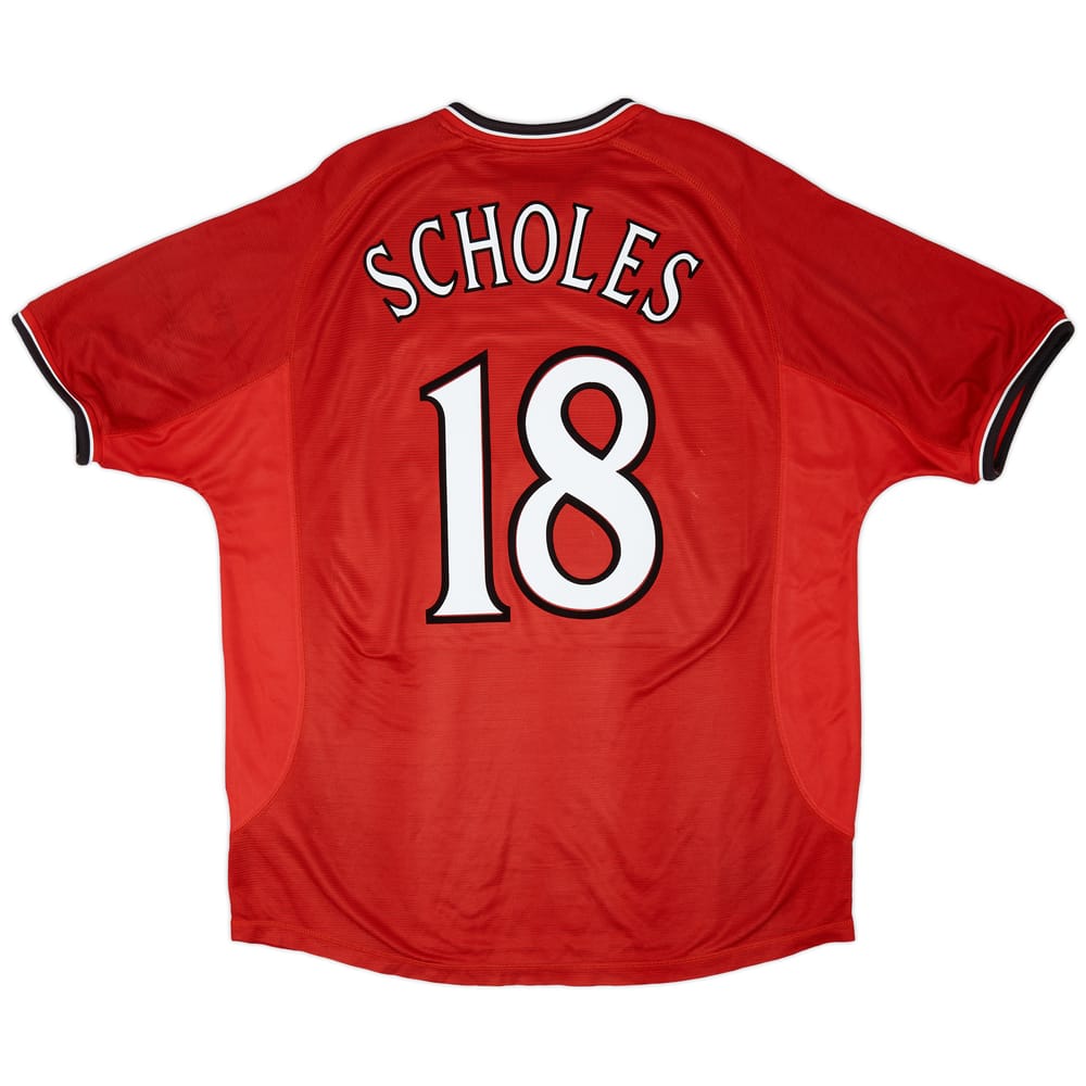 2000-02 Manchester United Home Shirt Scholes #18 - 8/10 - (XL)
