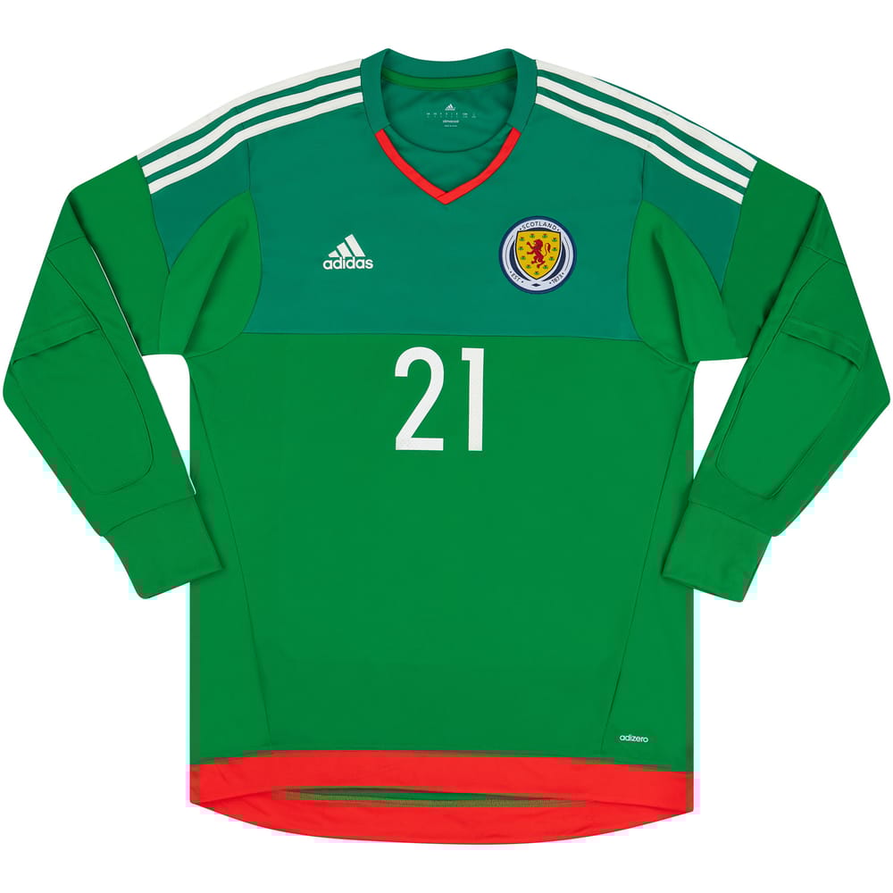 2016-17 Scotland Player Issue GK Home Shirt #21 (Excellent)