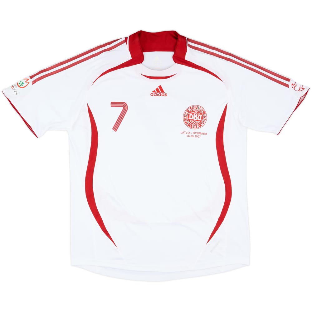 2007 Denmark Match Worn Away Shirt #7 (Rommedahl)