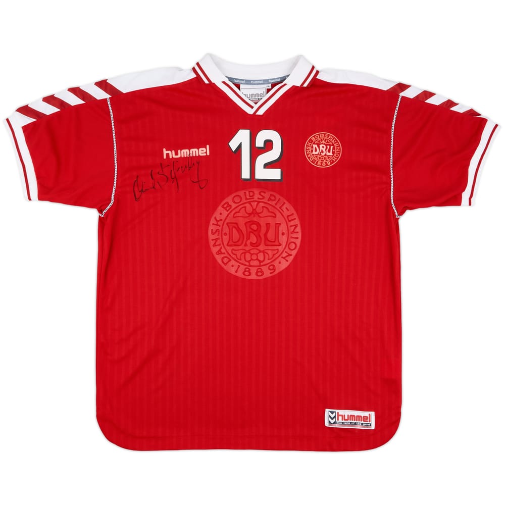 1998-00 Denmark Match Issue Signed Home Shirt #12