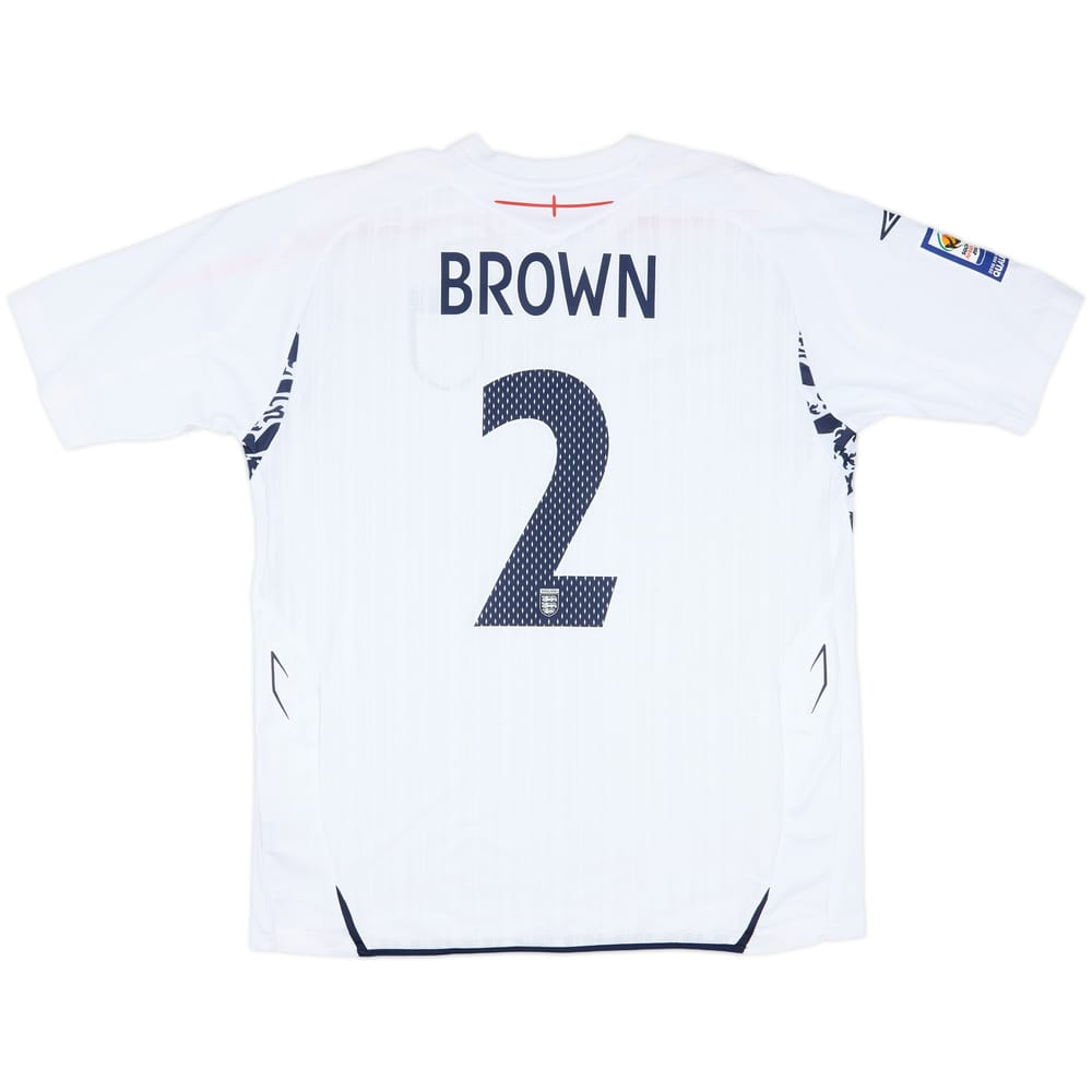 2008 England Match Worn Home Shirt Brown #2 (v Belarus)