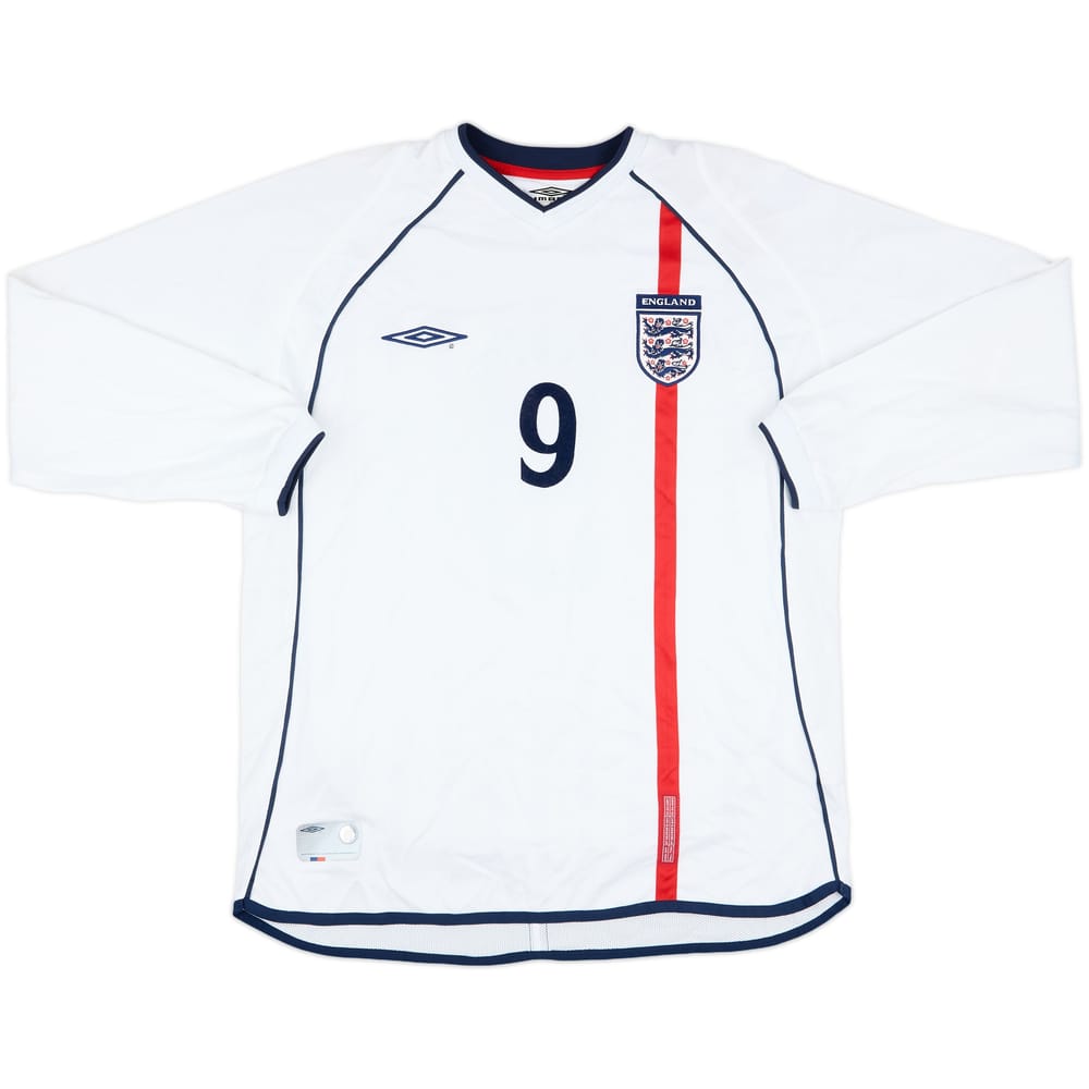 2001 England Match Issue Home L/S Shirt #9 (Cole)