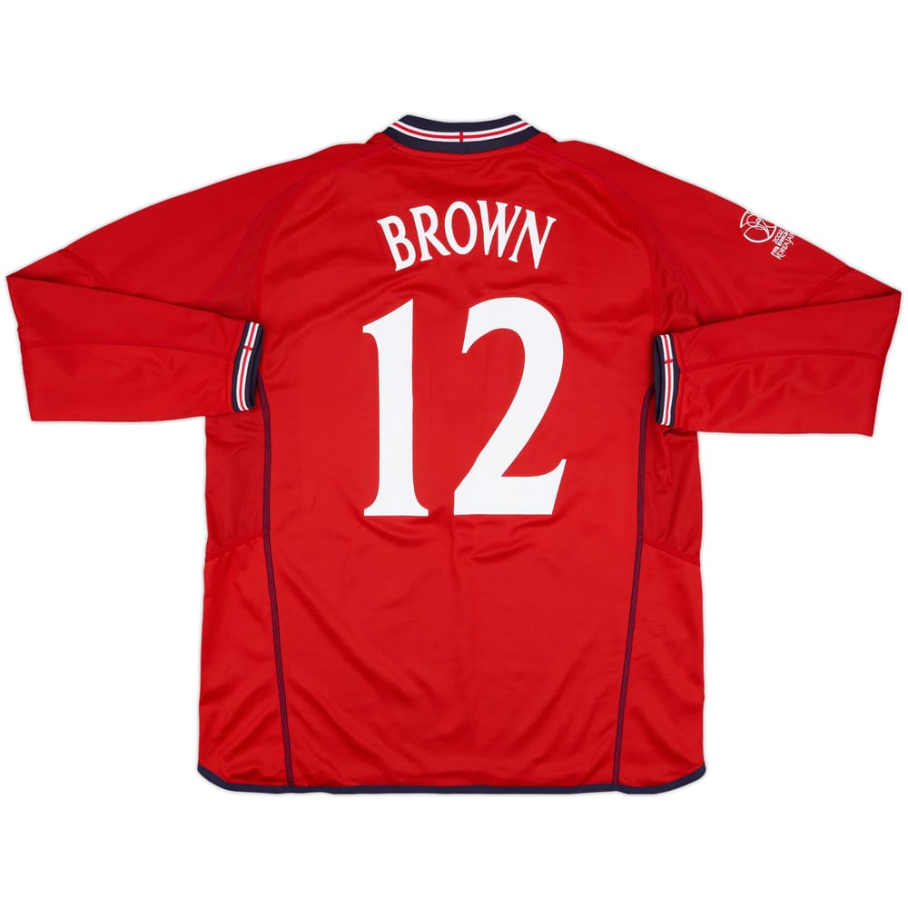 2002 England Match Issue World Cup Away L/S Shirt Brown #12 (v Nigeria)