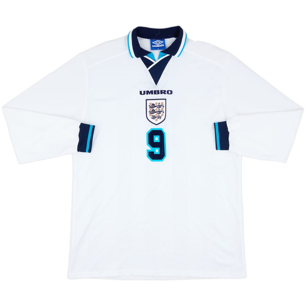 1995-97 England Match Issue Home L/S Shirt #9 (Shearer)