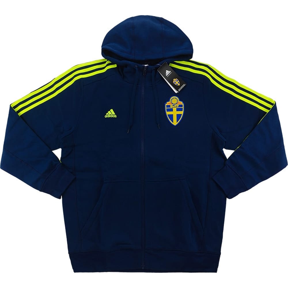 2015-16 Sweden adidas 3 Stripes Full-Zip Hooded Top - NEW