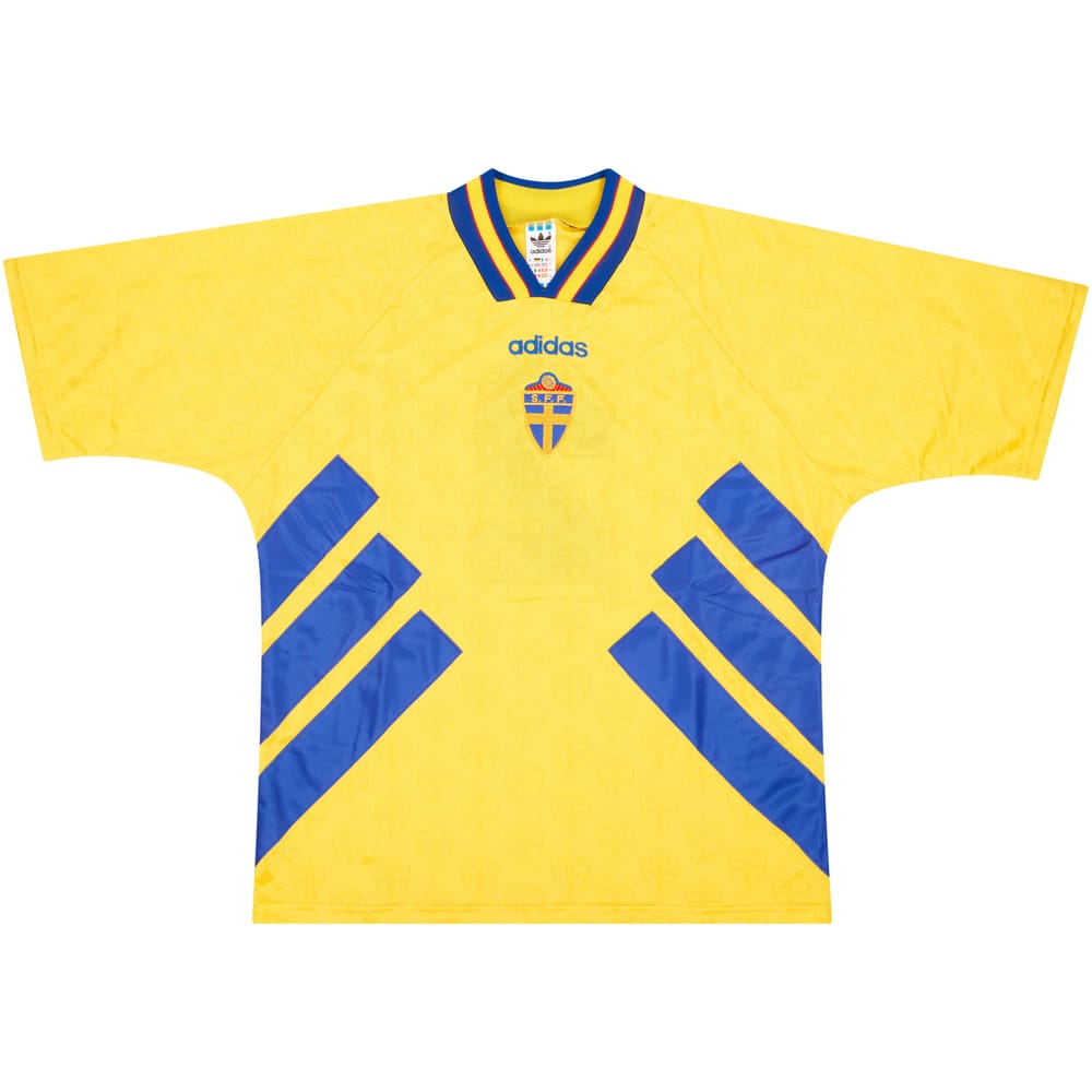 1995 Sweden Match Worn Umbro Cup Home Shirt #2 (Sundgren) v England