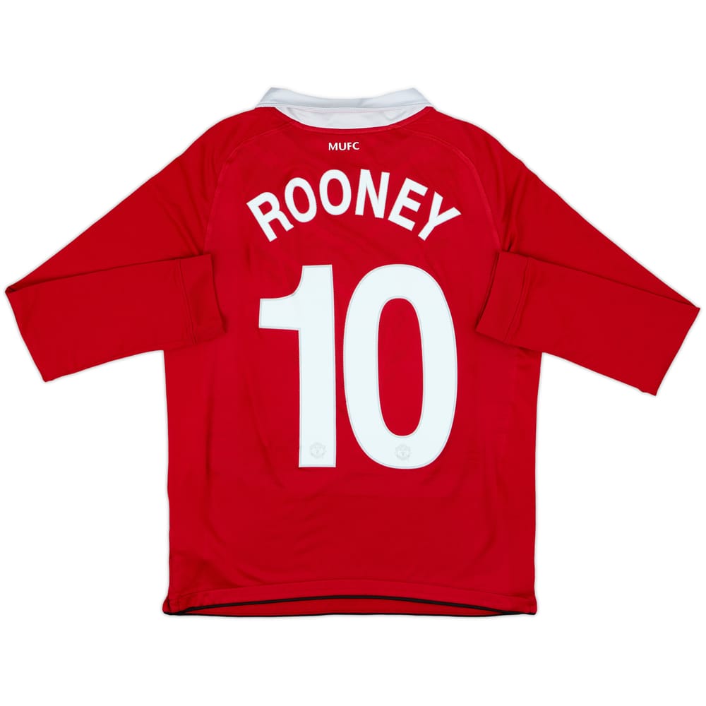 2010-11 Manchester United Home L/S Shirt Rooney #10 - 6/10 - (XL.Boys)