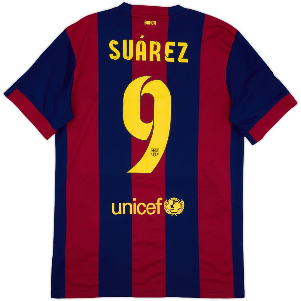 2014-15 Barcelona Home Shirt Suarez #9 - 8/10 - (M)