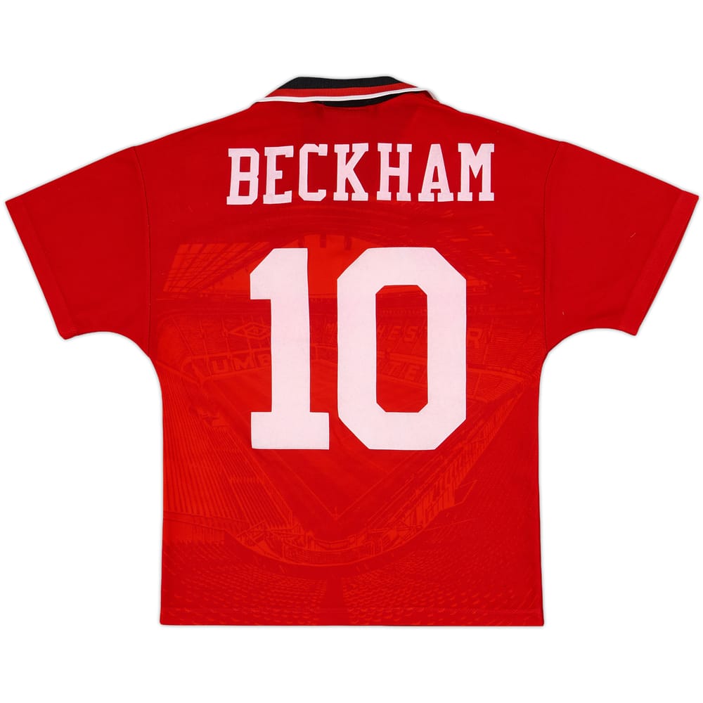 1994-96 Manchester United Home Shirt Beckham #10 - 9/10 - (L.Boys)