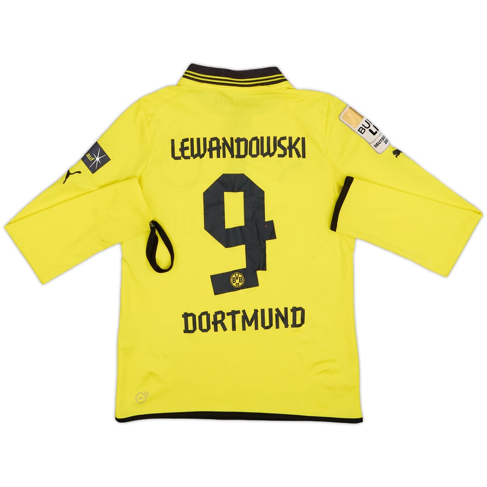2012-13 Borussia Dortmund Home L/S Shirt Lewandowski #9 - 3/10 - (M.Boys)