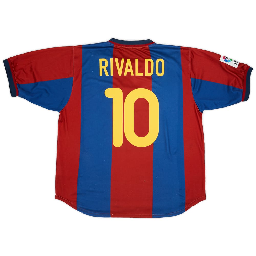 1998-00 Barcelona Home Shirt Rivaldo #10 - 8/10 - (XL)