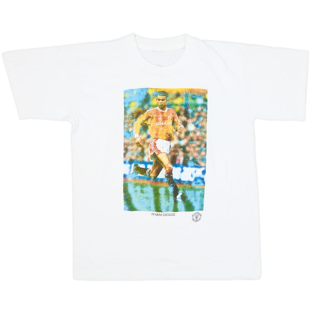 1991-92 Manchester United 'Ryan Giggs' Graphic Fan Tee - 7/10 - (M)