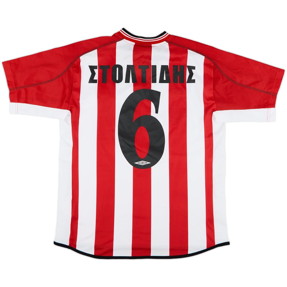 2002-03 Olympiakos Home Shirt Stoltidis #6 - 8/10 - (M)