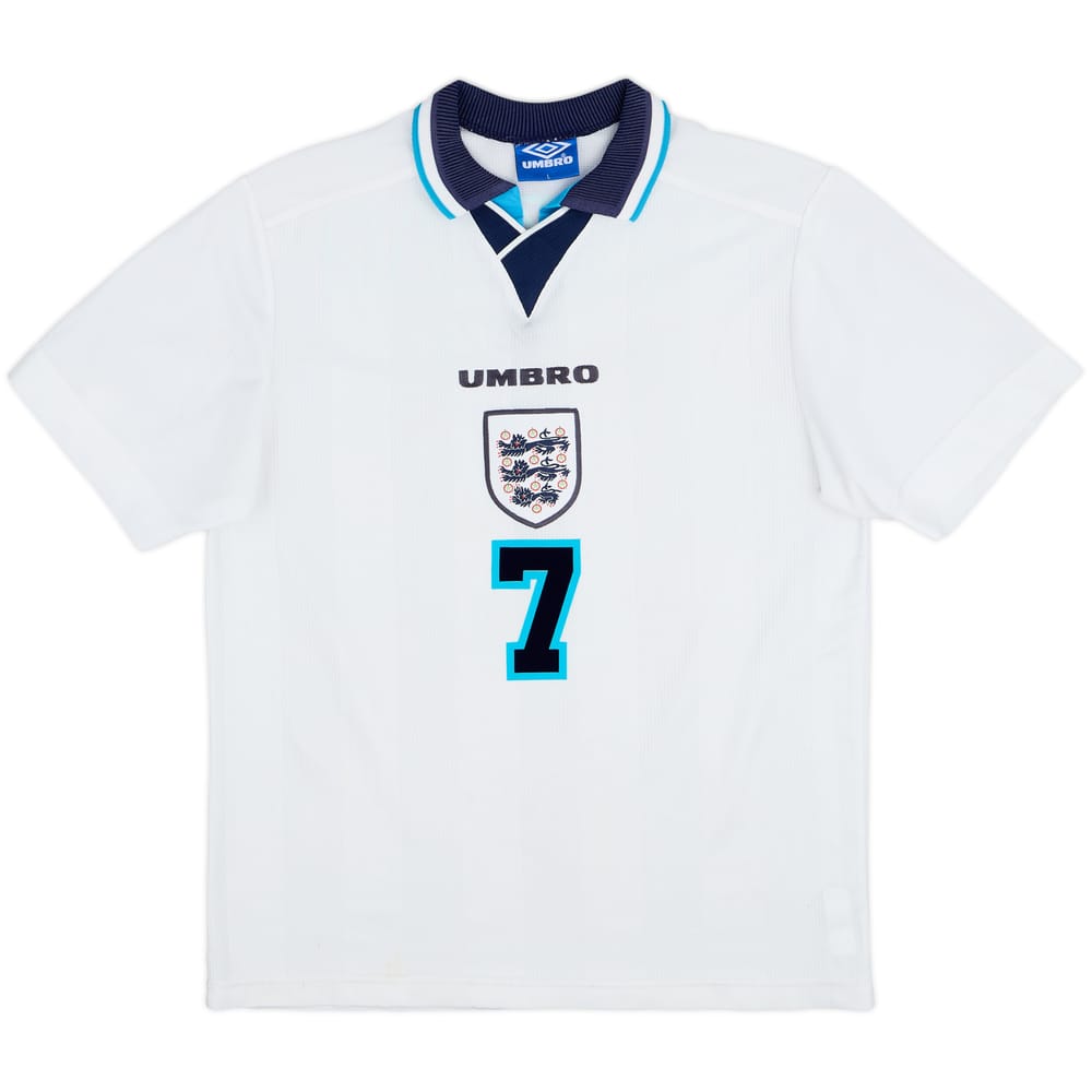 1995-97 England Home Shirt Beckham #7 - 6/10 - (L)