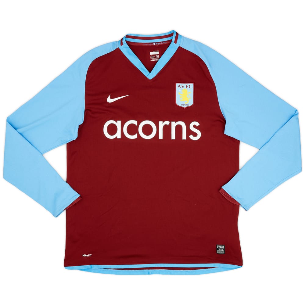 2008-09 Aston Villa Home L/S Shirt - 9/10 - (L)