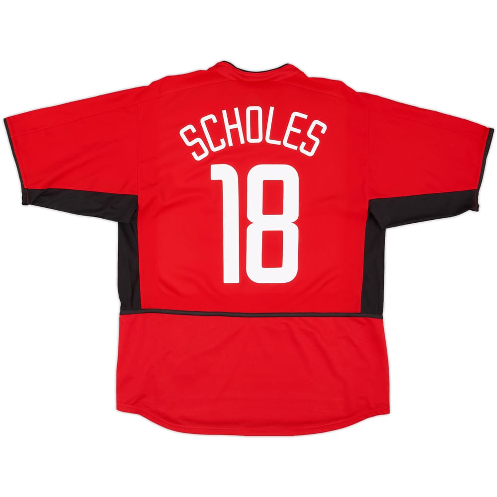 2002-04 Manchester United Home Shirt Scholes #18 - 7/10 - (L)