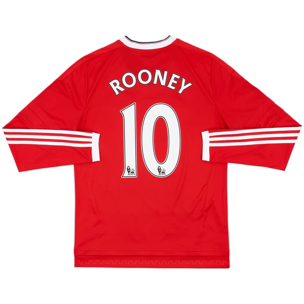 2015-16 Manchester United Home L/S Shirt Rooney #10 - 9/10 - (XL.Boys)
