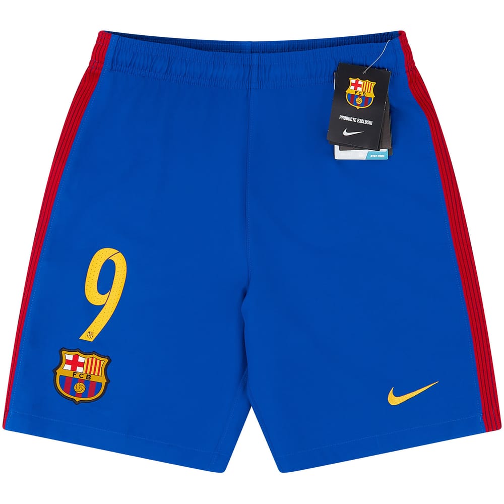 2016-17 Barcelona Home Shorts #9 (Suarez) L.Kids
