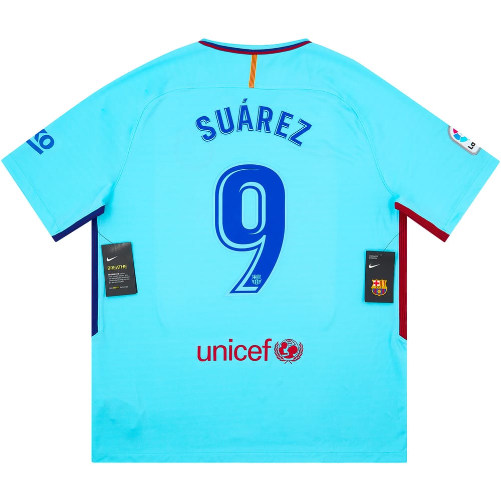 2017-18 Barcelona Away Shirt Suárez #9 