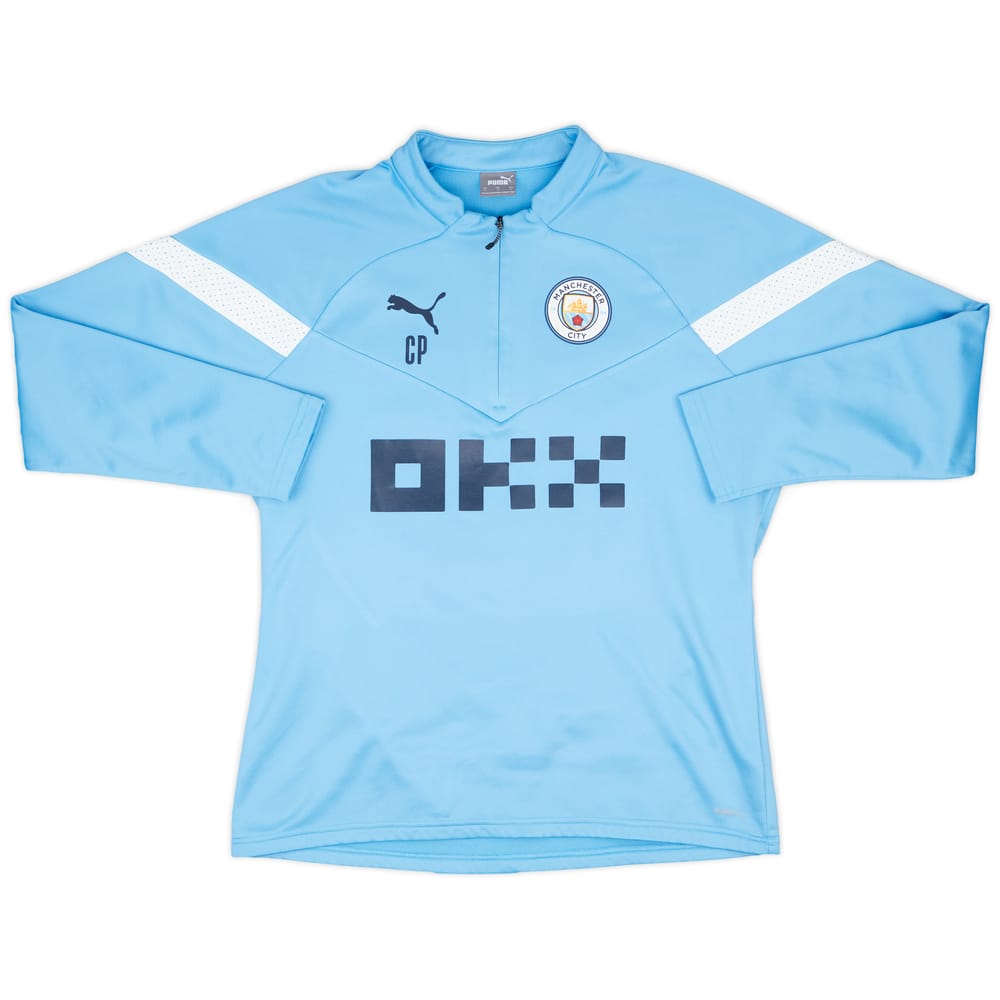 2022-23 Manchester City Staff Issue 1/4 Zip Training Fleece Top #CP - 9/10 - (L)
