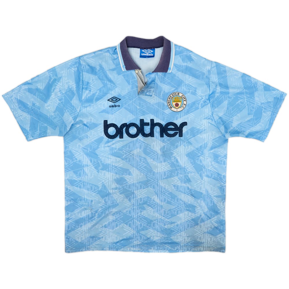 1991-93 Manchester City Home Shirt - 3/10 - (XL)