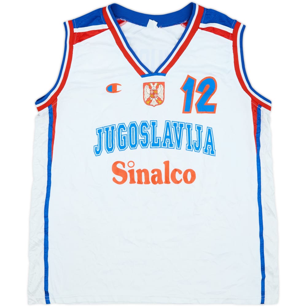 2002 Yugoslavia Divac #12 Champion Home Jersey - 9/10 - (XL)