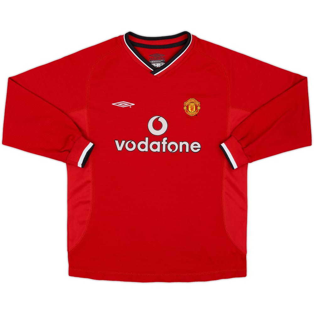2000-02 Manchester United Home L/S Shirt - 8/10 - (L.Boys)